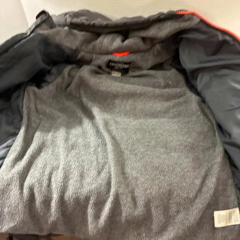 OshKosh B'gosh Puffer Jacket Boys 5-6 Gray Orange Fleece Lined Winter S/B216E34